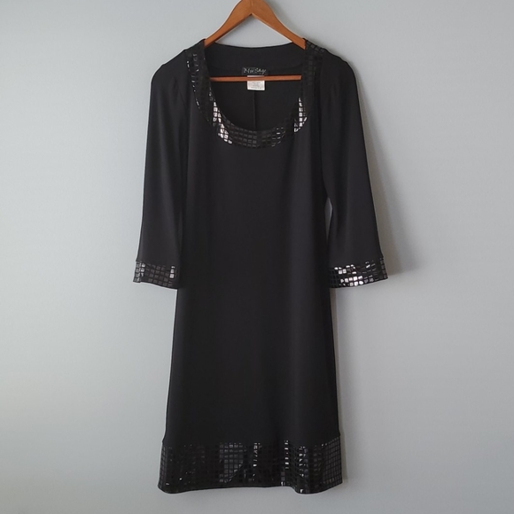 Blue Sage Black Scoop Neck Metallic Shift Mini Dress NWOT Womens Medium - Picture 8 of 8